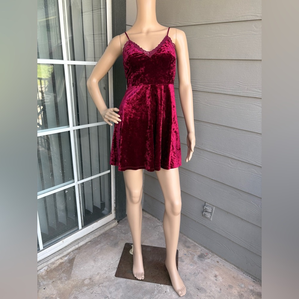 Forever21 Burgundy Velvet Fit&Flare Dress